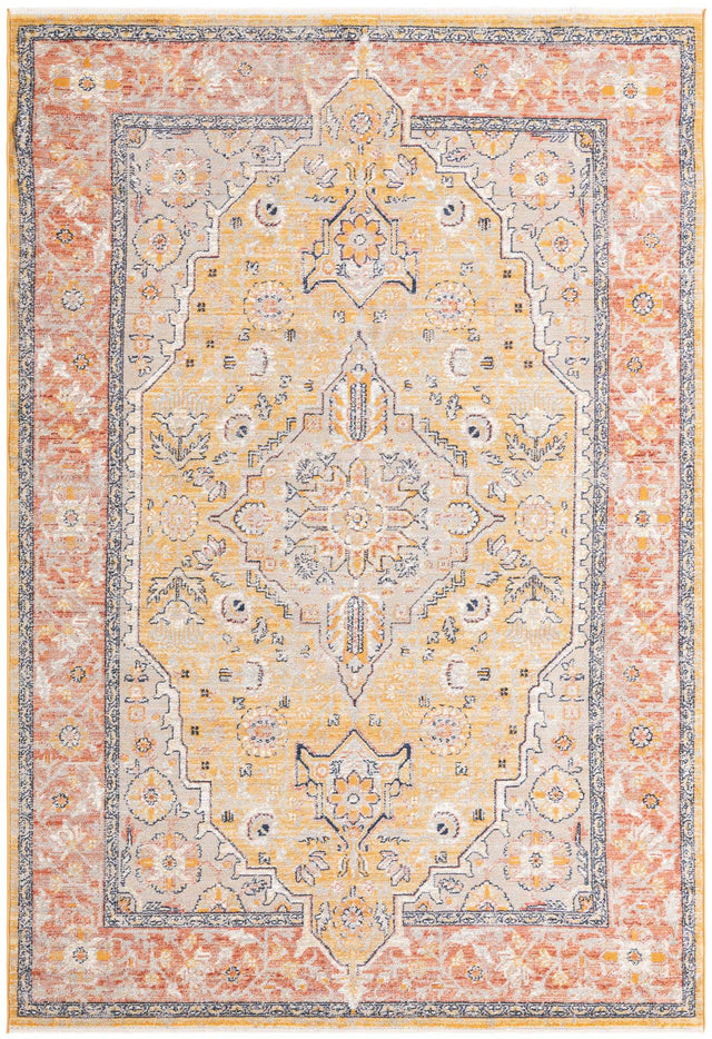 Yellow 6' x 9' 2 Lola Rectangle Area Rug Polypropylene With Jute Backing Traditional Pattern Easy Clean Carpet for Home Interior Design for Sale at Rug Engine