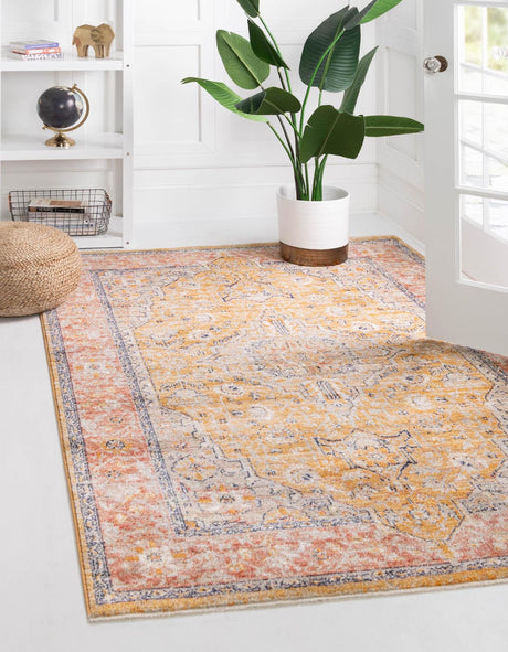 Yellow 7' x 10' 2 Lola Rectangle Area Rug Polypropylene With Jute Backing Traditional Pattern Easy Clean Carpet for Home Interior Design for Sale at Rug Engine