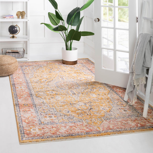 Yellow 7' 10 x 10' 2 Lola Rectangle Area Rug Polypropylene With Jute Backing Traditional Pattern Easy Clean Carpet for Home Interior Design for Sale at Rug Engine