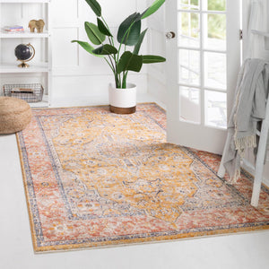 Yellow 9' x 12' Lola Rectangle Area Rug Polypropylene With Jute Backing Traditional Pattern Easy Clean Carpet for Home Interior Design for Sale at Rug Engine