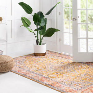 Yellow 9' x 12' Lola Rectangle Area Rug Polypropylene With Jute Backing Traditional Pattern Easy Clean Carpet for Home Interior Design for Sale at Rug Engine