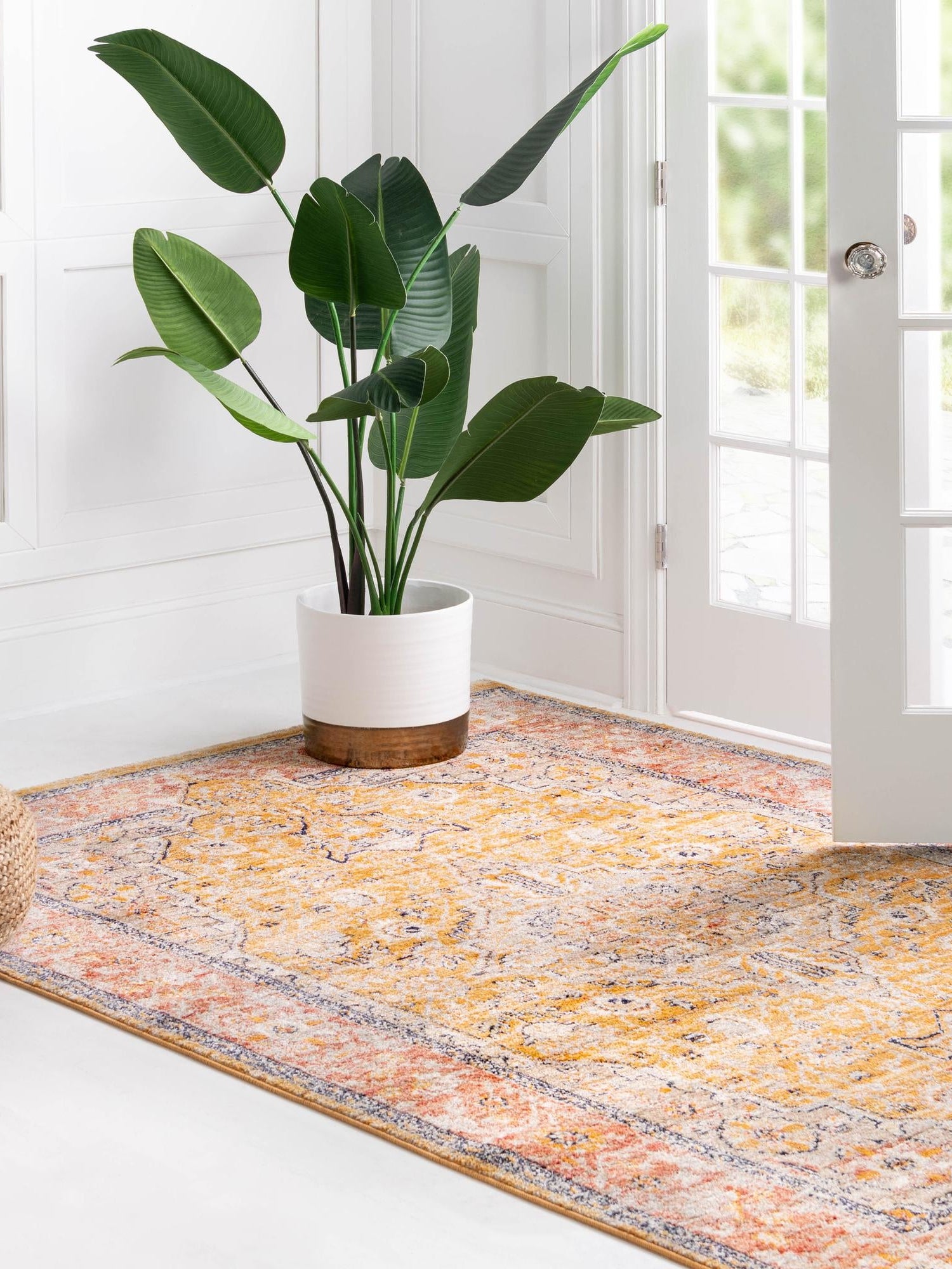 Yellow 7' 10 x 10' 2 Lola Rectangle Area Rug Polypropylene With Jute Backing Traditional Pattern Easy Clean Carpet for Home Interior Design for Sale at Rug Engine