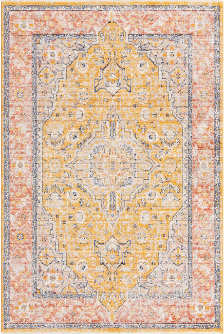 Yellow 5' 3 x 8' Lola Rectangle Area Rug Polypropylene With Jute Backing Traditional Pattern Easy Clean Carpet for Home Interior Design for Sale at Rug Engine