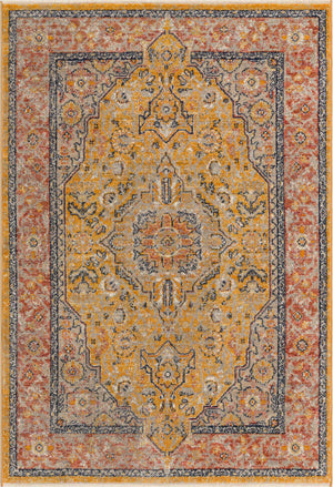 Yellow 3' 11 x 5' 11 Lola Rectangle Area Rug Polypropylene With Jute Backing Traditional Pattern Easy Clean Carpet for Home Interior Design for Sale at Rug Engine