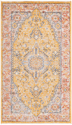 Yellow 2' 11 x 5' 3 Lola Rectangle Area Rug Polypropylene With Jute Backing Traditional Pattern Easy Clean Carpet for Home Interior Design for Sale at Rug Engine