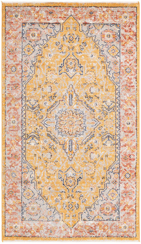 Yellow 2' 11 x 5' 3 Lola Rectangle Area Rug Polypropylene With Jute Backing Traditional Pattern Easy Clean Carpet for Home Interior Design for Sale at Rug Engine