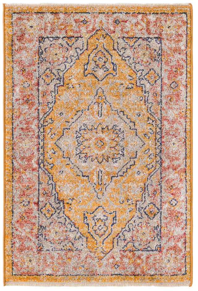 Yellow 2' x 3' Lola Rectangle Area Rug Polypropylene With Jute Backing Traditional Pattern Easy Clean Carpet for Home Interior Design for Sale at Rug Engine