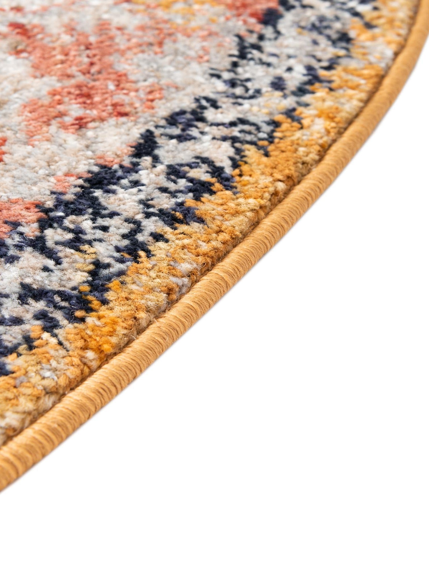 Yellow 7' 10 x 7' 10 Lola Round Area Rug Polypropylene With Jute Backing Traditional Pattern Easy Clean Carpet for Home Interior Design for Sale at Rug Engine