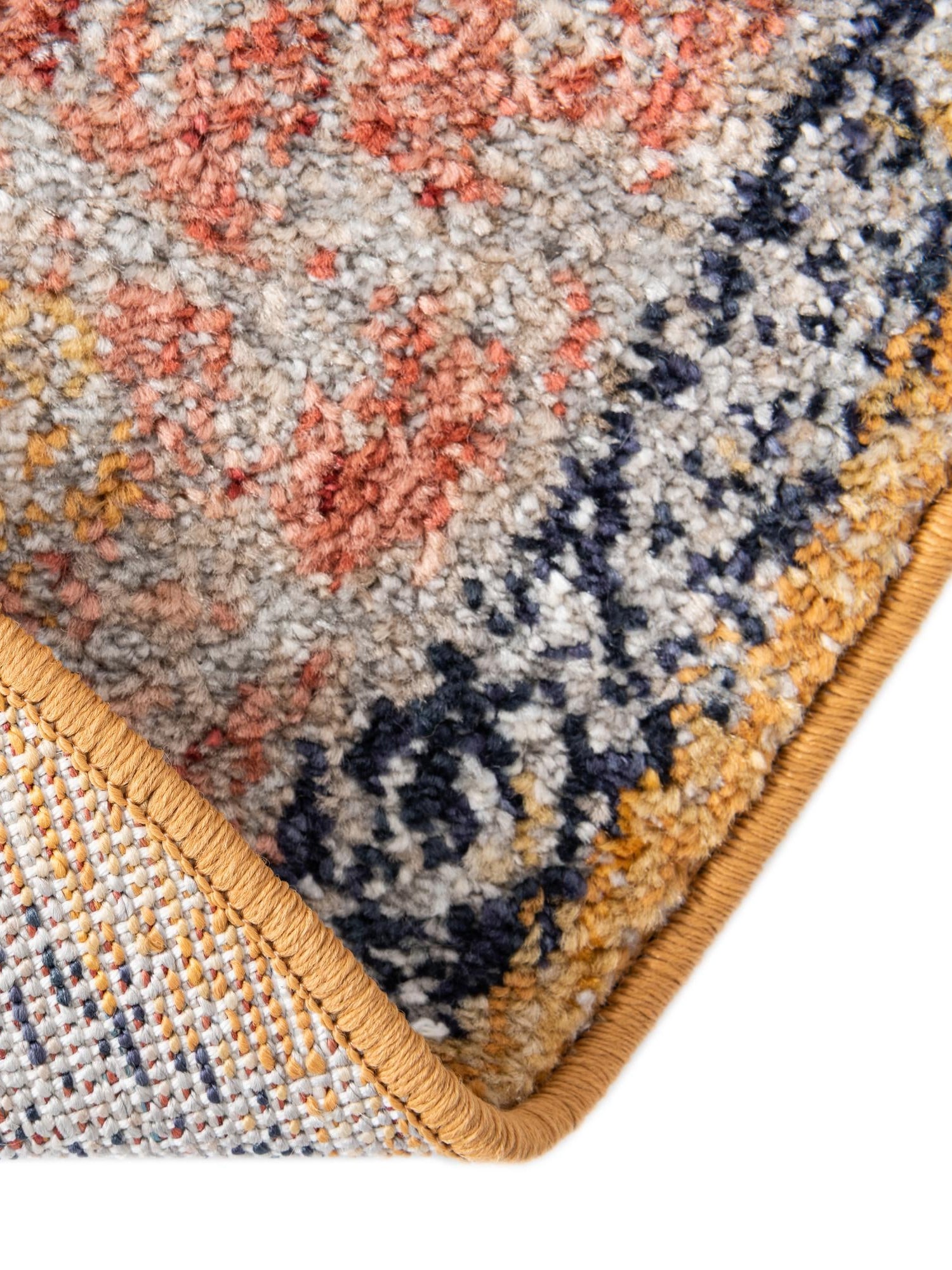 Yellow 7' 10 x 7' 10 Lola Round Area Rug Polypropylene With Jute Backing Traditional Pattern Easy Clean Carpet for Home Interior Design for Sale at Rug Engine