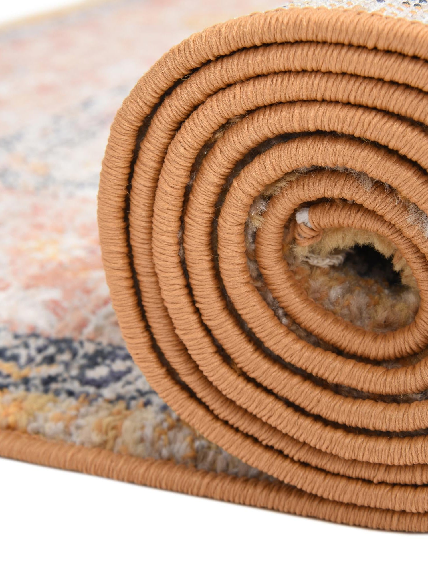 Yellow 7' 10 x 7' 10 Lola Round Area Rug Polypropylene With Jute Backing Traditional Pattern Easy Clean Carpet for Home Interior Design for Sale at Rug Engine