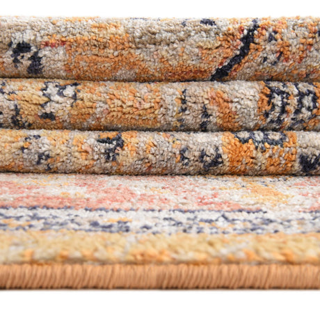 Yellow 5' 2 x 5' 2 Lola Round Area Rug Polypropylene With Jute Backing Traditional Pattern Easy Clean Carpet for Home Interior Design for Sale at Rug Engine