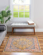 Yellow 3' 11 x 3' 11 Lola Square Area Rug Polypropylene With Jute Backing Traditional Pattern Easy Clean Carpet for Home Interior Design for Sale at Rug Engine