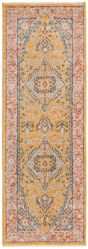 Yellow 2' x 5' 11 Lola Runner Area Rug Polypropylene With Jute Backing Traditional Pattern Easy Clean Carpet for Home Interior Design for Sale at Rug Engine