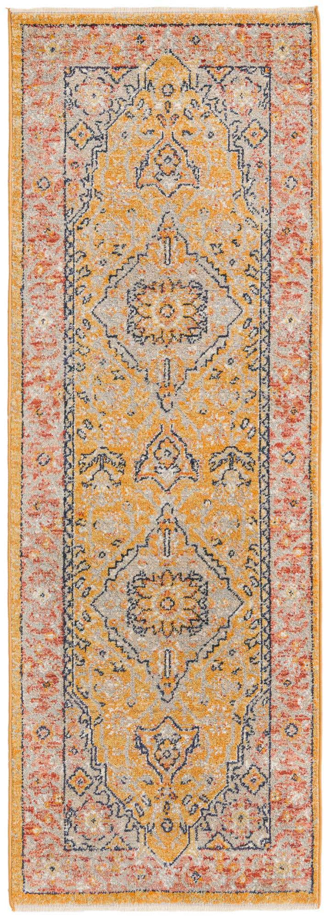 Yellow 2' x 5' 11 Lola Runner Area Rug Polypropylene With Jute Backing Traditional Pattern Easy Clean Carpet for Home Interior Design for Sale at Rug Engine