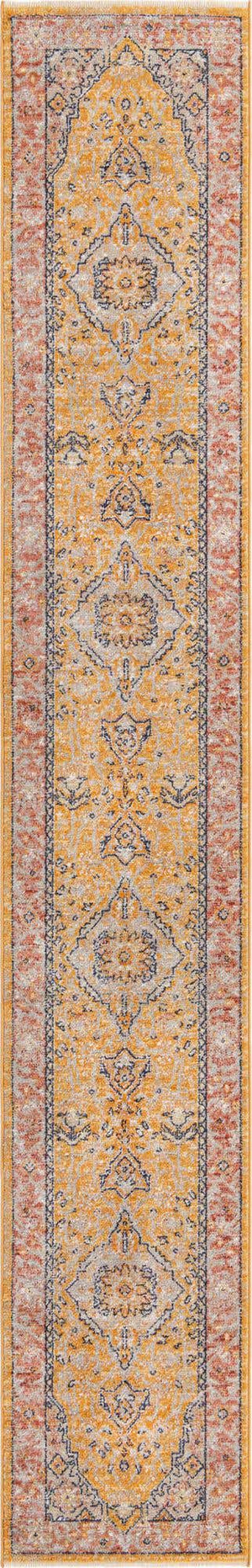Yellow 2' x 13' Lola Runner Area Rug Polypropylene With Jute Backing Traditional Pattern Easy Clean Carpet for Home Interior Design for Sale at Rug Engine