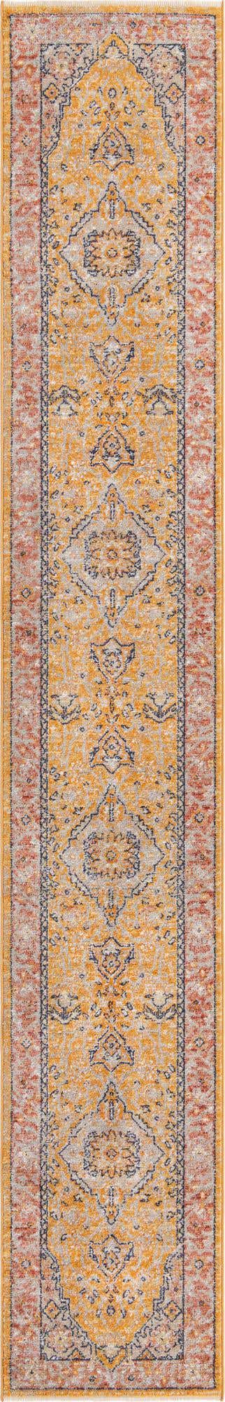 Yellow 2' x 13' Lola Runner Area Rug Polypropylene With Jute Backing Traditional Pattern Easy Clean Carpet for Home Interior Design for Sale at Rug Engine