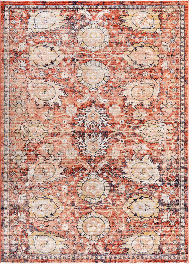 Brick Red 7' x 10' 2 Lola Rectangle Area Rug Polypropylene With Jute Backing Traditional Pattern Easy Clean Carpet for Home Interior Design for Sale at Rug Engine