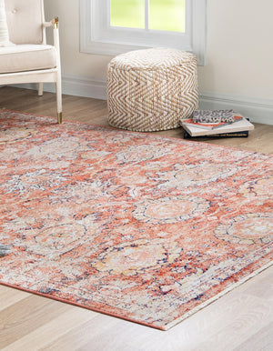 Brick Red 5' 3 x 8' Lola Rectangle Area Rug Polypropylene With Jute Backing Traditional Pattern Easy Clean Carpet for Home Interior Design for Sale at Rug Engine