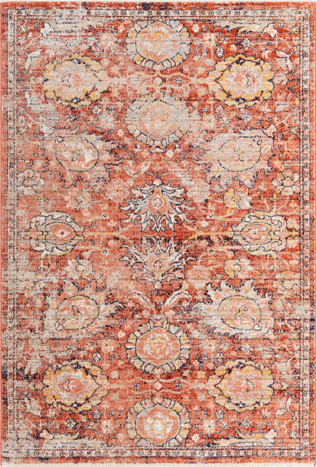 Brick Red 5' 3 x 8' Lola Rectangle Area Rug Polypropylene With Jute Backing Traditional Pattern Easy Clean Carpet for Home Interior Design for Sale at Rug Engine