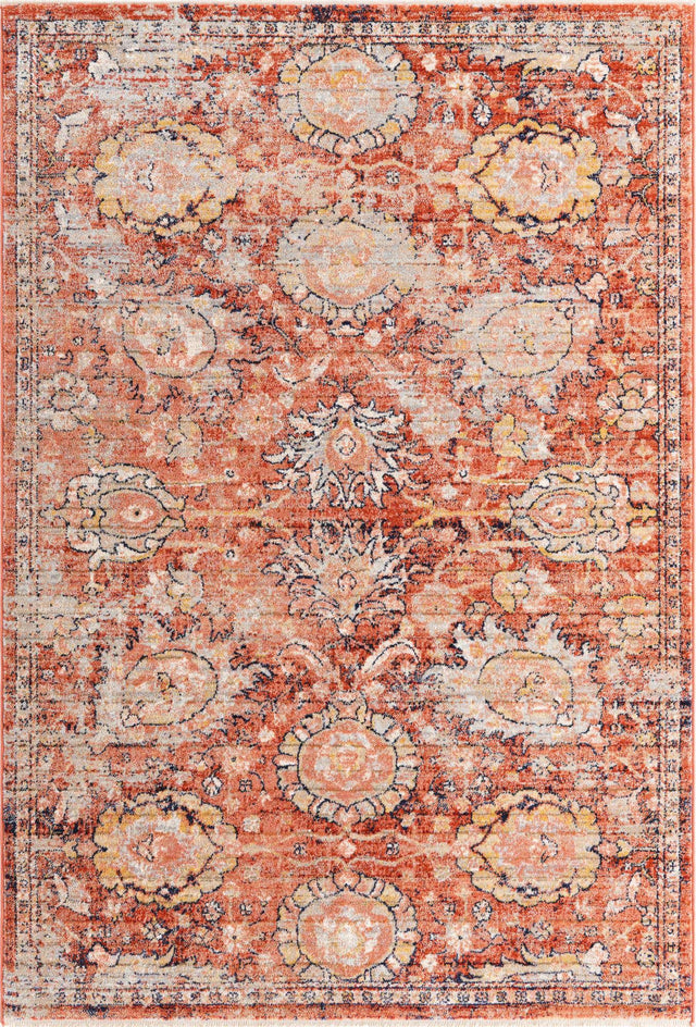 Brick Red 5' 3 x 8' Lola Rectangle Area Rug Polypropylene With Jute Backing Traditional Pattern Easy Clean Carpet for Home Interior Design for Sale at Rug Engine