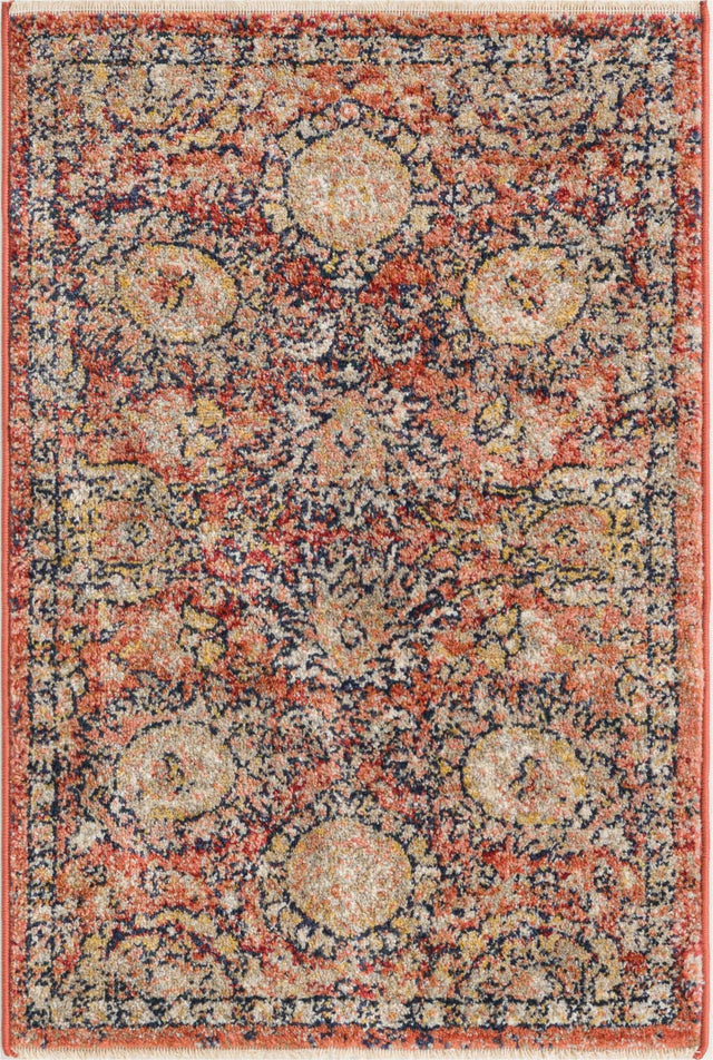 Brick Red 2' x 3' Lola Rectangle Area Rug Polypropylene With Jute Backing Traditional Pattern Easy Clean Carpet for Home Interior Design for Sale at Rug Engine