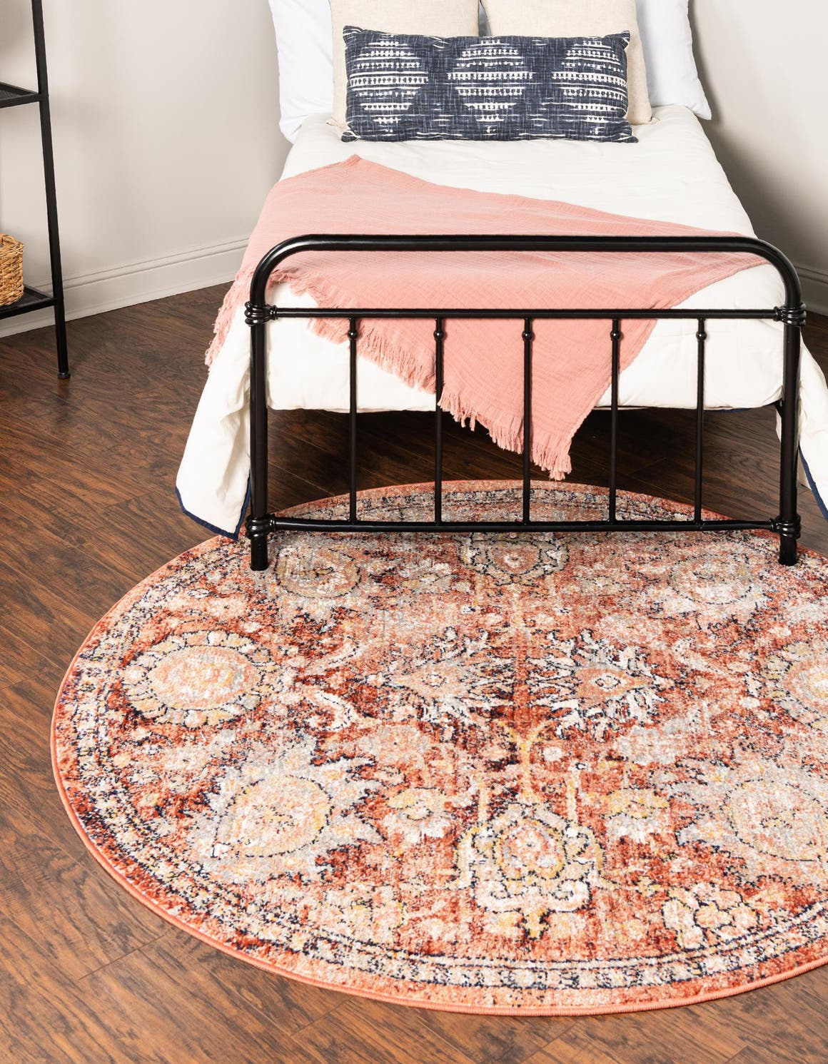 Brick Red 5' 2 x 5' 2 Lola Round Area Rug Polypropylene With Jute Backing Traditional Pattern Easy Clean Carpet for Home Interior Design for Sale at Rug Engine