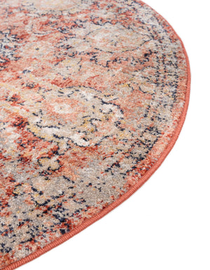 Brick Red 5' 2 x 5' 2 Lola Round Area Rug Polypropylene With Jute Backing Traditional Pattern Easy Clean Carpet for Home Interior Design for Sale at Rug Engine
