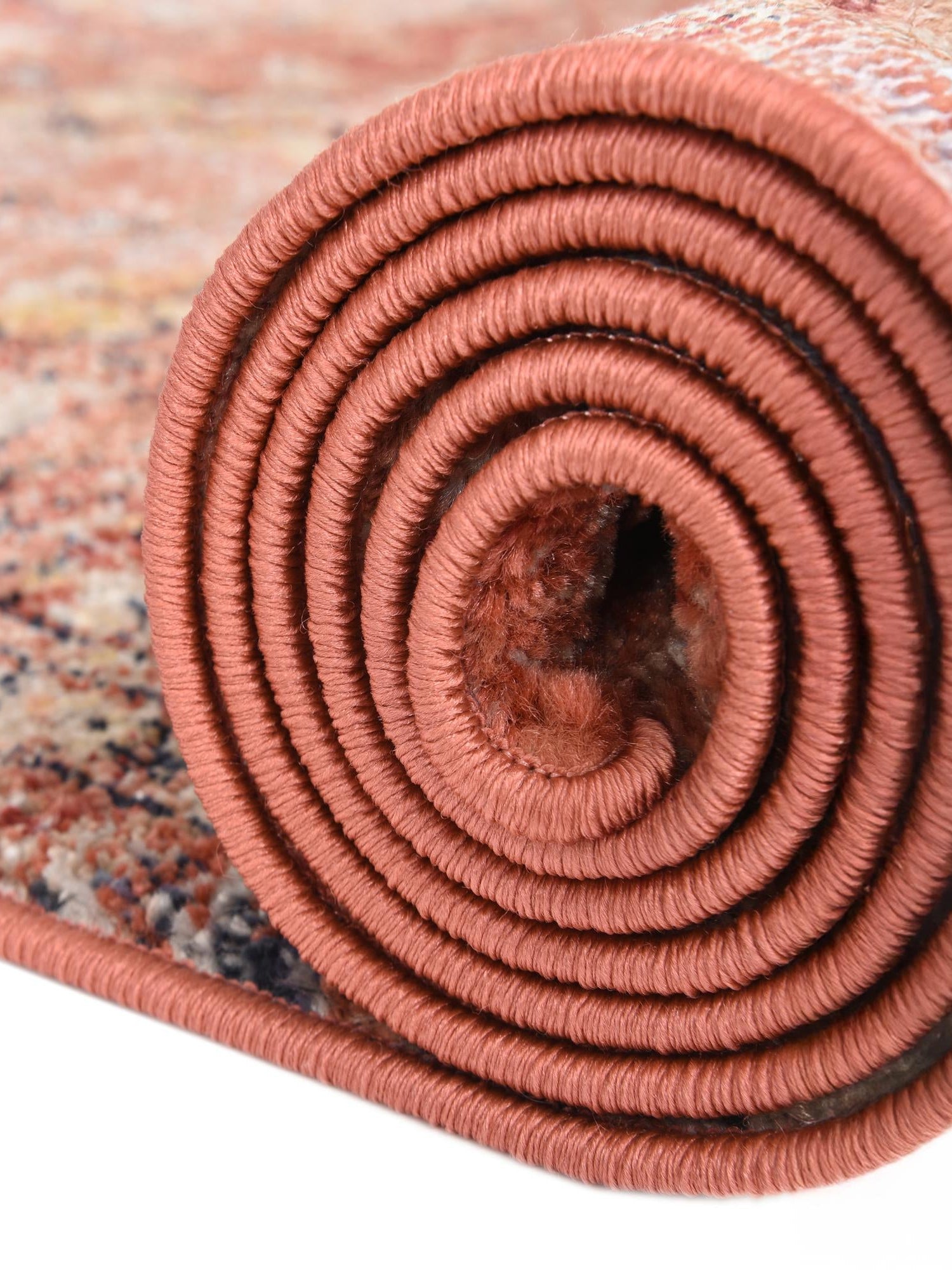 Brick Red 7' 10 x 7' 10 Lola Round Area Rug Polypropylene With Jute Backing Traditional Pattern Easy Clean Carpet for Home Interior Design for Sale at Rug Engine