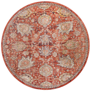 Brick Red 7' 10 x 7' 10 Lola Round Area Rug Polypropylene With Jute Backing Traditional Pattern Easy Clean Carpet for Home Interior Design for Sale at Rug Engine