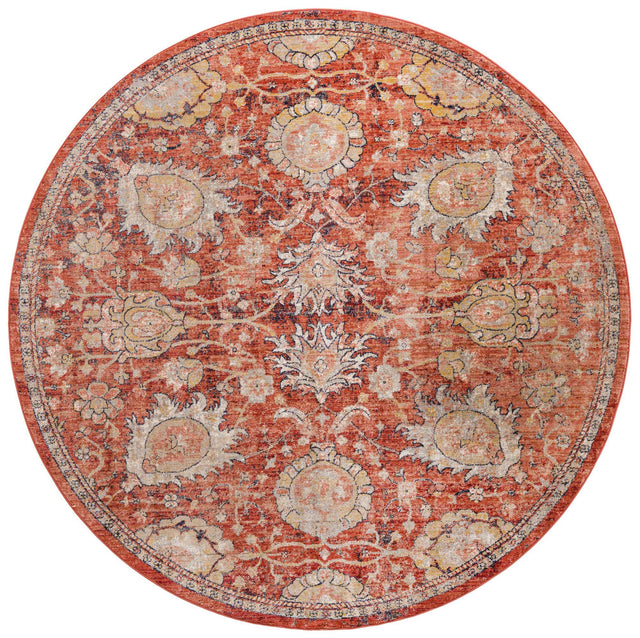 Brick Red 7' 10 x 7' 10 Lola Round Area Rug Polypropylene With Jute Backing Traditional Pattern Easy Clean Carpet for Home Interior Design for Sale at Rug Engine