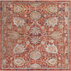Brick Red 7' 10 x 7' 10 Lola Square Area Rug Polypropylene With Jute Backing Traditional Pattern Easy Clean Carpet for Home Interior Design for Sale at Rug Engine