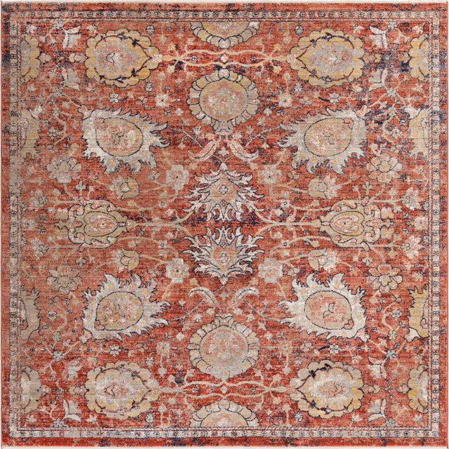Brick Red 7' 10 x 7' 10 Lola Square Area Rug Polypropylene With Jute Backing Traditional Pattern Easy Clean Carpet for Home Interior Design for Sale at Rug Engine