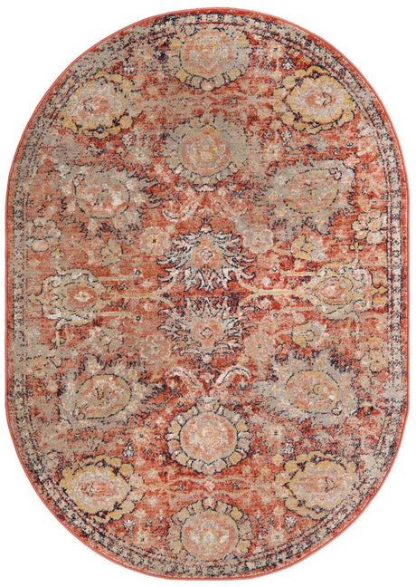 Brick Red 3' 11 x 5' 11 Lola Oval Area Rug Polypropylene With Jute Backing Traditional Pattern Easy Clean Carpet for Home Interior Design for Sale at Rug Engine