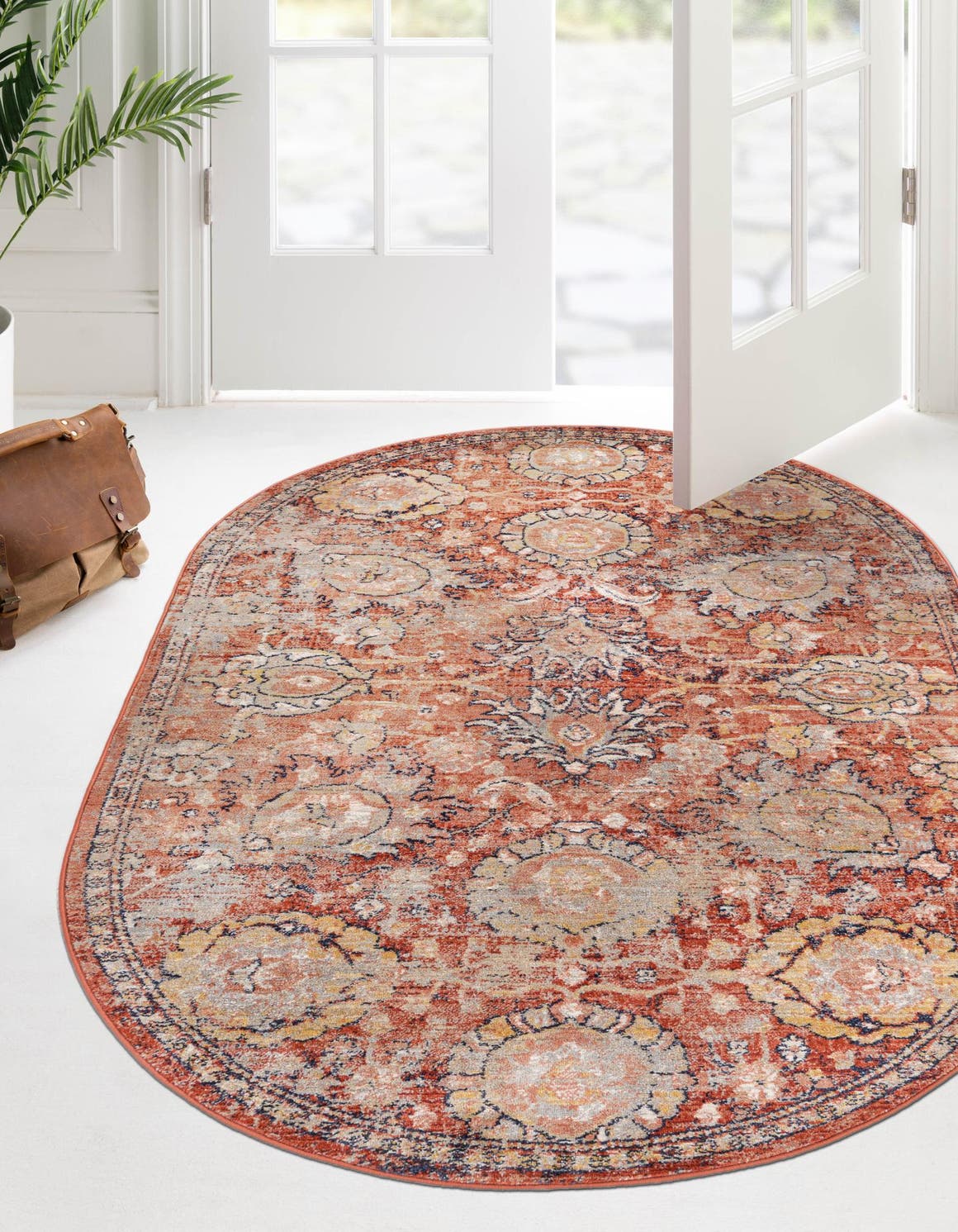 Brick Red 7' 10 x 10' 2 Lola Oval Area Rug Polypropylene With Jute Backing Traditional Pattern Easy Clean Carpet for Home Interior Design for Sale at Rug Engine