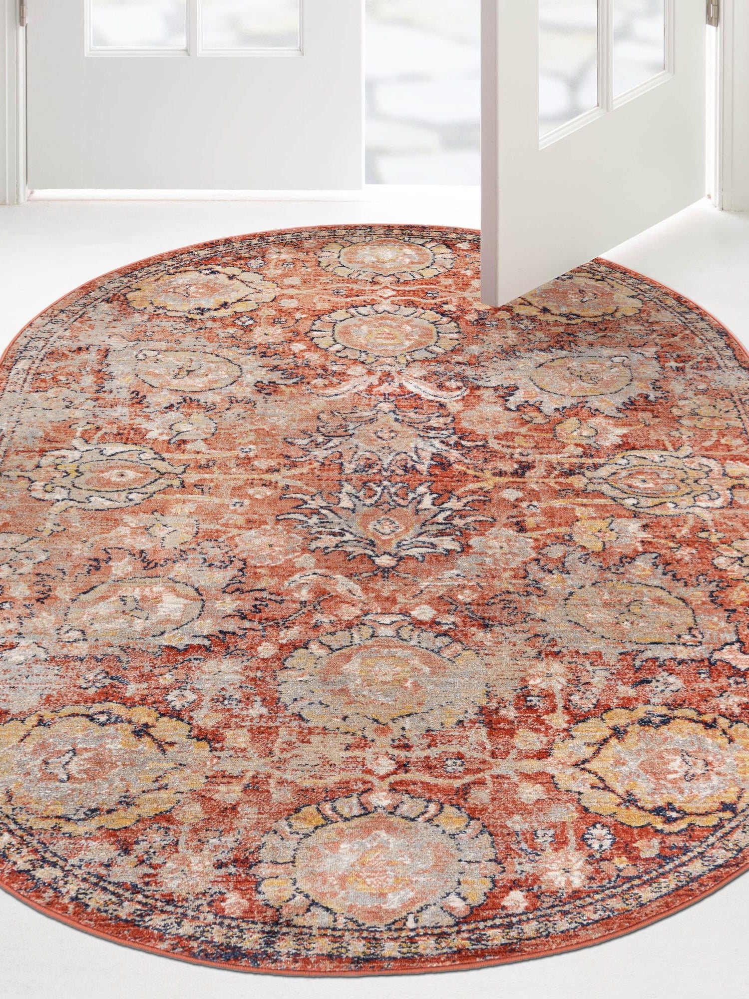 Brick Red 7' 10 x 10' 2 Lola Oval Area Rug Polypropylene With Jute Backing Traditional Pattern Easy Clean Carpet for Home Interior Design for Sale at Rug Engine