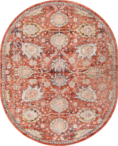 Brick Red 7' 10 x 10' 2 Lola Oval Area Rug Polypropylene With Jute Backing Traditional Pattern Easy Clean Carpet for Home Interior Design for Sale at Rug Engine