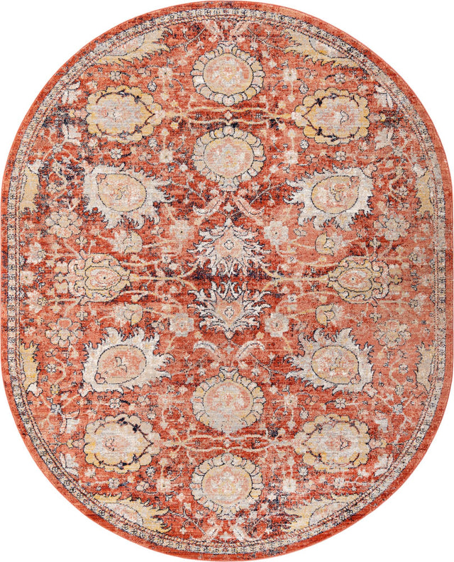 Brick Red 7' 10 x 10' 2 Lola Oval Area Rug Polypropylene With Jute Backing Traditional Pattern Easy Clean Carpet for Home Interior Design for Sale at Rug Engine