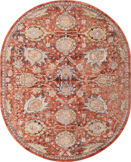 Brick Red 7' 10 x 10' 2 Lola Oval Area Rug Polypropylene With Jute Backing Traditional Pattern Easy Clean Carpet for Home Interior Design for Sale at Rug Engine