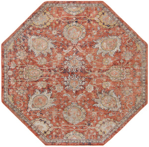 Brick Red 7' 10 x 7' 10 Lola Octagon Area Rug Polypropylene With Jute Backing Traditional Pattern Easy Clean Carpet for Home Interior Design for Sale at Rug Engine