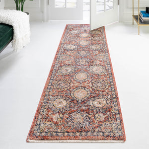 Brick Red 2' 7 x 10' 2 Lola Runner Area Rug Polypropylene With Jute Backing Traditional Pattern Easy Clean Carpet for Home Interior Design for Sale at Rug Engine