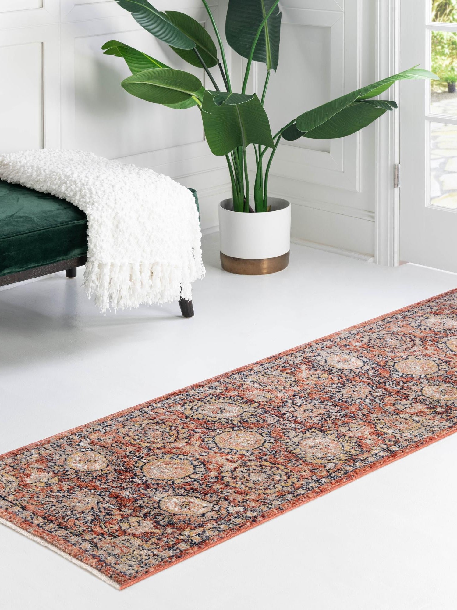 Brick Red 2' 11 x 16' 5 Lola Runner Area Rug Polypropylene With Jute Backing Traditional Pattern Easy Clean Carpet for Home Interior Design for Sale at Rug Engine