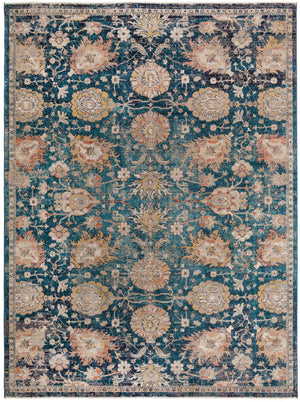 Blue 9' x 12' Lola Rectangle Area Rug Polypropylene With Jute Backing Traditional Pattern Easy Clean Carpet for Home Interior Design for Sale at Rug Engine