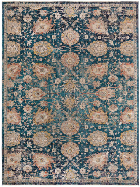 Blue 9' x 12' Lola Rectangle Area Rug Polypropylene With Jute Backing Traditional Pattern Easy Clean Carpet for Home Interior Design for Sale at Rug Engine