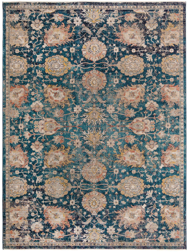 Blue 9' x 12' Lola Rectangle Area Rug Polypropylene With Jute Backing Traditional Pattern Easy Clean Carpet for Home Interior Design for Sale at Rug Engine