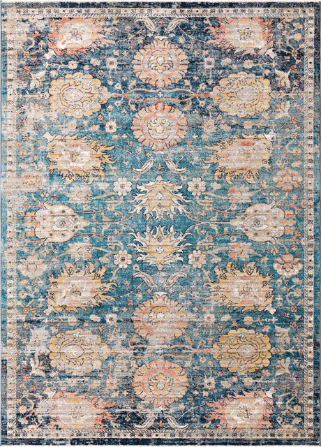 Blue 7' x 10' 2 Lola Rectangle Area Rug Polypropylene With Jute Backing Traditional Pattern Easy Clean Carpet for Home Interior Design for Sale at Rug Engine