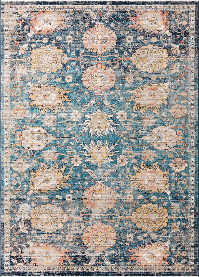 Blue 7' x 10' 2 Lola Rectangle Area Rug Polypropylene With Jute Backing Traditional Pattern Easy Clean Carpet for Home Interior Design for Sale at Rug Engine