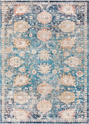 Blue 7' x 10' 2 Lola Rectangle Area Rug Polypropylene With Jute Backing Traditional Pattern Easy Clean Carpet for Home Interior Design for Sale at Rug Engine
