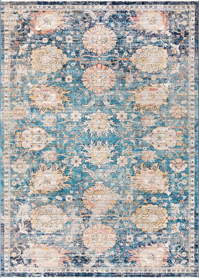 Blue 7' x 10' 2 Lola Rectangle Area Rug Polypropylene With Jute Backing Traditional Pattern Easy Clean Carpet for Home Interior Design for Sale at Rug Engine