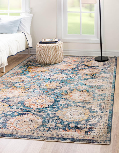 Blue 7' 10 x 10' 2 Lola Rectangle Area Rug Polypropylene With Jute Backing Traditional Pattern Easy Clean Carpet for Home Interior Design for Sale at Rug Engine