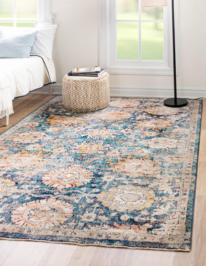 Blue 2' 11 x 5' 3 Lola Rectangle Area Rug Polypropylene With Jute Backing Traditional Pattern Easy Clean Carpet for Home Interior Design for Sale at Rug Engine